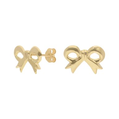 New 9ct Yellow Gold Bow Stud Earrings