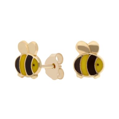 New 9ct Yellow Gold & Enamel Bee Studs