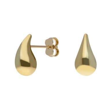 New 9ct Yellow Gold Water Droplet Stud Earrings