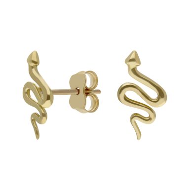 New 9ct Yellow Gold Snake Stud Earrings