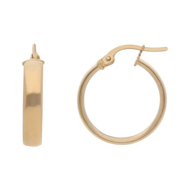New 9ct Yellow Gold 20mm Plain Polished Hoop Earrings
