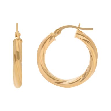 New 9ct Yellow Gold 20mm Twisted Hoop Earrings
