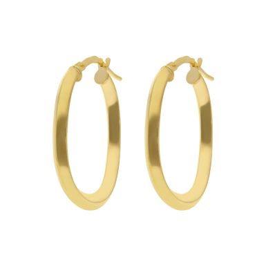 New 9ct Yellow Gold Oval Hoop Earrings