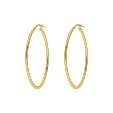 New 9ct Yellow Gold Long Oval Hoop Earrings