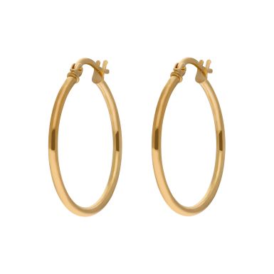 New 9ct Yellow Gold Polished Hoop Creole Earrings