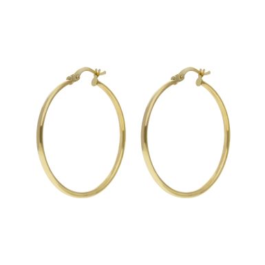 New 9ct Yellow Gold Slim Polished Hoop Creole Earrings