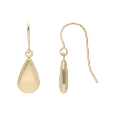 New 9ct Yellow Gold Tear Drop Shape Hook Through Drop Earrings