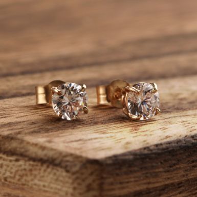 New 9ct Yellow Gold 5mm Cubic Zirconia Stud Earrings