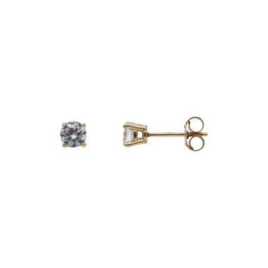 New 9ct Yellow Gold 4mm Cubic Zirconia Stud Earrings