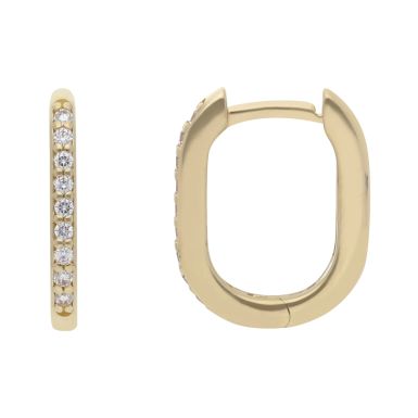 New 9ct Yellow Gold Stone Set Small Huggie Hoop Earrings