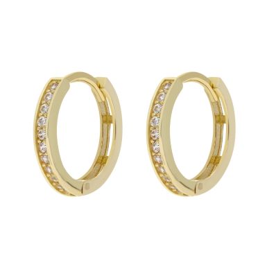 New 9ct Yellow Gold Cubic Zirconia Small Huggie Hoop Earrings