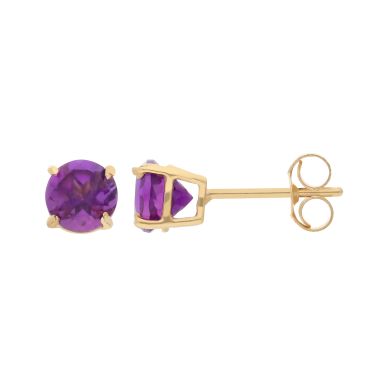 New 9ct Yellow Gold 5mm Amethyst Stud Earrings