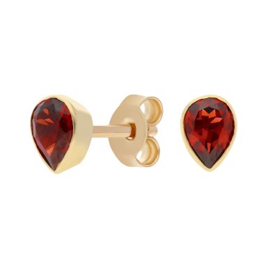 New 9ct Yellow Gold Garnet Stud Earrings