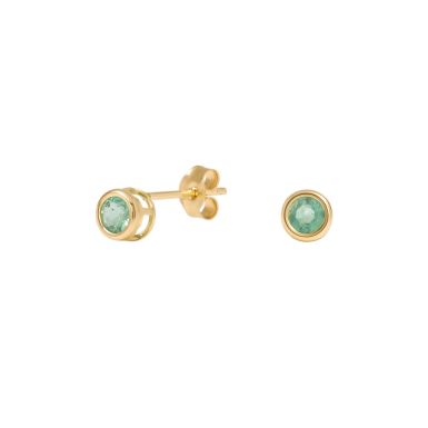 New 9ct Yellow Gold Emerald Stud Earrings