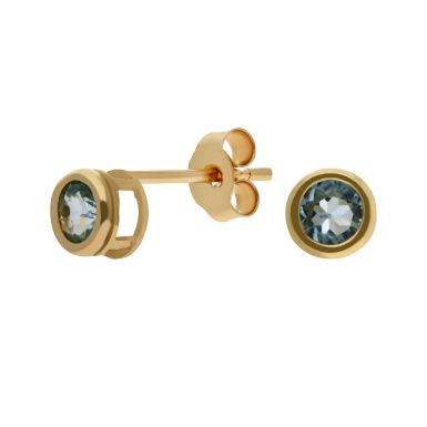 New 9ct Yellow Gold Blue Topaz Stud Earrings