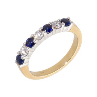 New 9ct Yellow Gold Sapphire & Diamond Half Eternity Ring
