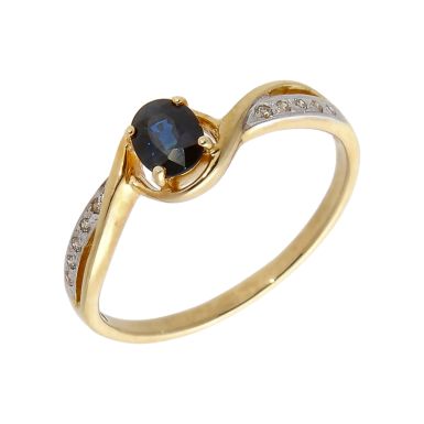 New 9ct Yellow Gold Sapphire & Diamond Twist Ring