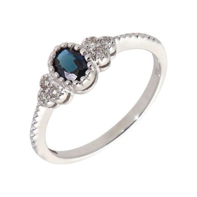 New 9ct White Gold Sapphire & Diamond Dress Ring