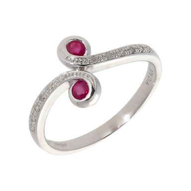New 9ct White Gold Ruby & Diamond Fancy Ring