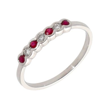 New 9ct White Gold Ruby & Diamond Eternity Ring