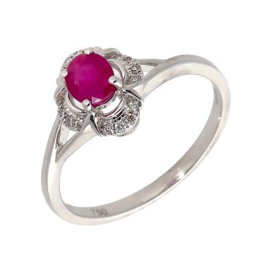 New 18ct White Gold Ruby & Diamond Cluster Ring