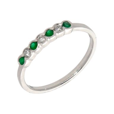 New 9ct White Gold Emerald & Diamond Eternity Ring