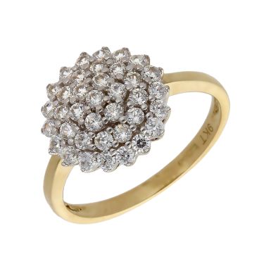 New 9ct Yellow Gold Cubic Zirconia Cluster Ring