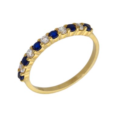 New 9ct Gold Blue & White Cubic Zirconia Half Eternity Ring
