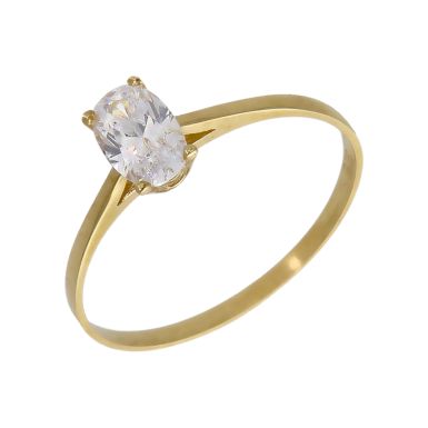 New 9ct Yellow Gold Oval Cubic Zirconia Solitaire Ring