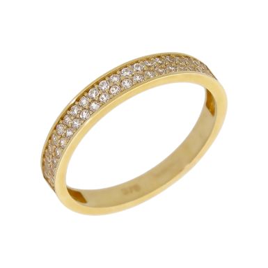 New 9ct Yellow Gold Double Row Cubic Zirconia Half Eternity Ring