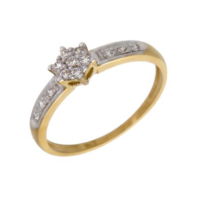 New 9ct Yellow Gold Cubic Zirconia Cluster Ring