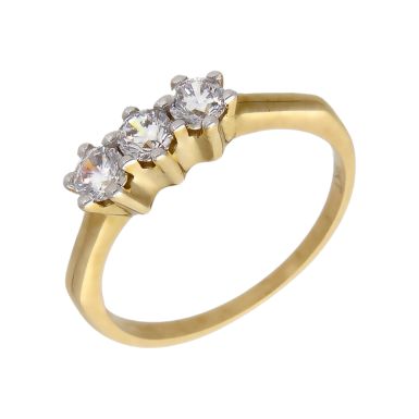 New 9ct Yellow Gold Cubic Zirconia Trilogy Ring