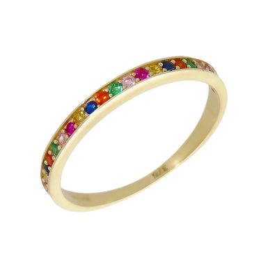 New 9ct Yellow Gold Rainbow Cubic Zirconia Half Eternity Ring