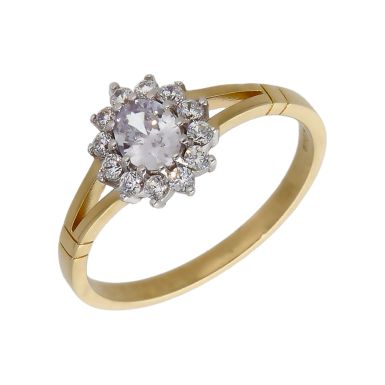 New 9ct Yellow Gold Cubic Zirconia Cluster Ring