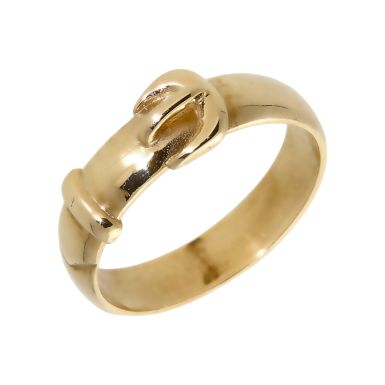 New 9ct Yellow Gold Polished Buckle Ring