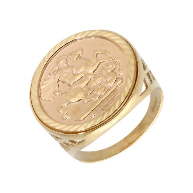 New 9ct Yellow Gold George & Dragon Coin Style Ring
