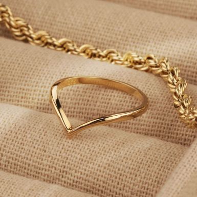 New 9ct Yellow Gold Half Wishbone Ring