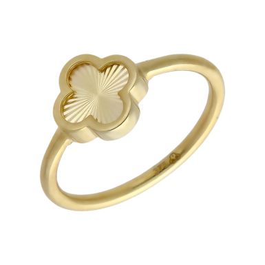 New 9ct Yellow Gold Sunburst Clover Petal Ring