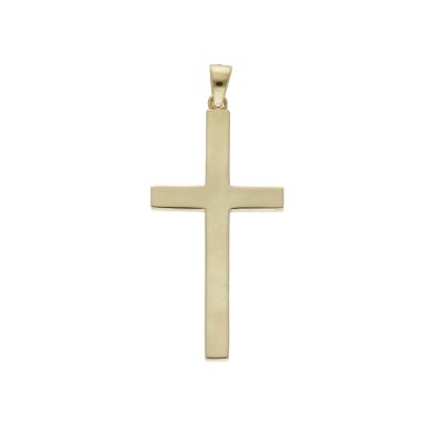 New 9ct Yellow Gold 40mm Polished Cross Pendant
