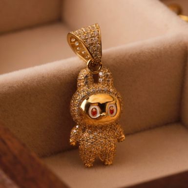 New 9ct Yellow Gold Cubic Zirconia Monster Pendant
