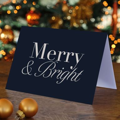 Blue Merry & Bright Christmas Card