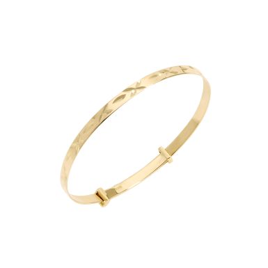 New 9ct Yellow Gold Childs Patterned Expanding Bangle
