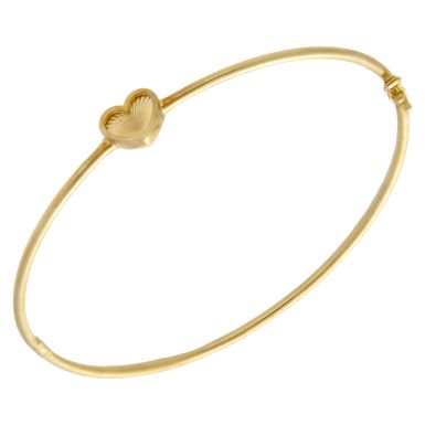 New 9ct Yellow Gold Sunburst Heart Hollow Bangle