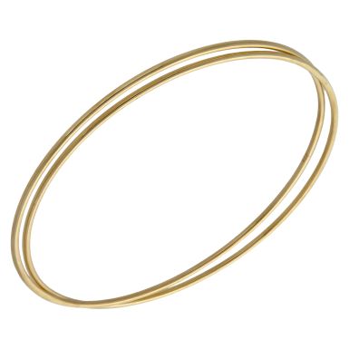 New 9ct Yellow Gold Double Row Crossover Push-On Bangle