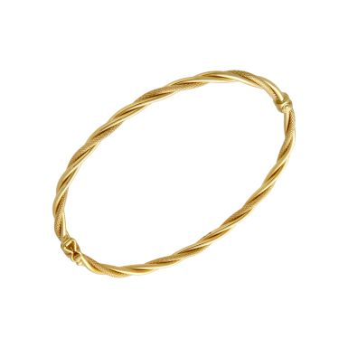 New 9ct Yellow Gold Hinged Hollow Oval Twist Bangle
