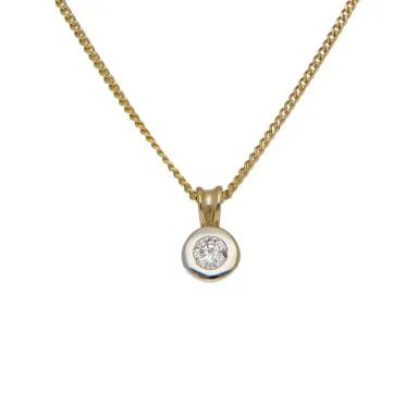 Pre-Owned 9ct Yellow Gold 18 Inch Diamond Pendant & Chain