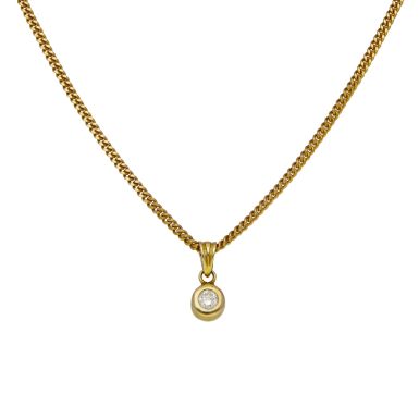 Pre-Owned 9ct Diamond Pendant on 14ct 16" Curb Chain
