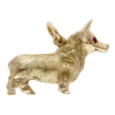 Pre-Owned Vintage 1967 9ct Yellow Gold Topaz Set Corgi Charm