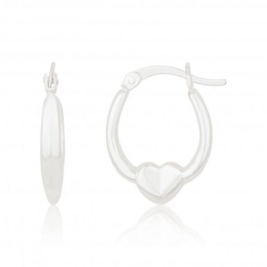 New Sterling Silver Heart Creole Hoop Earrings