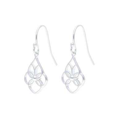 New Sterling Silver Fancy Hook Through Drop Earrings